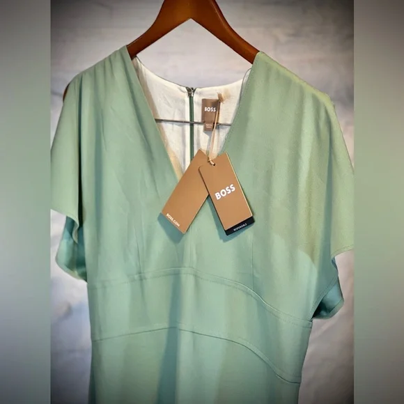 slim fit dress slacks Hugo Boss Emaxa Mini Dress - Green main image 1